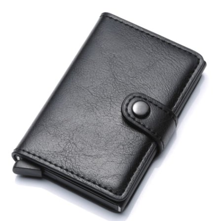 PU Aluminiumlegering Kortfodral Herr Bromskort Ut Herr Plånbok - Svart