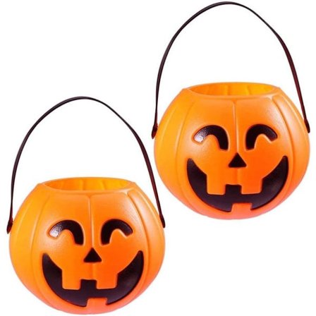 2 stk. Halloween græskar spande Plast græskar spande Bærbare græskar slik spande Halloween Trick or Treat spand kompatibilitet med børn Fest 