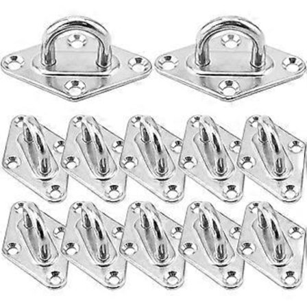 M5 Rustfri Stål Øjeplade (12 stk), U-formede metalkroge til væg og loft, til ophængning af udstyr som gyngestole, hængekøjer og parasoller
