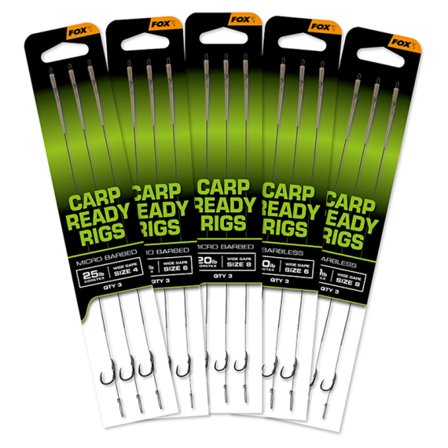 Fox Carp Ready Rigs - Wide Gape size 6 (20lb)