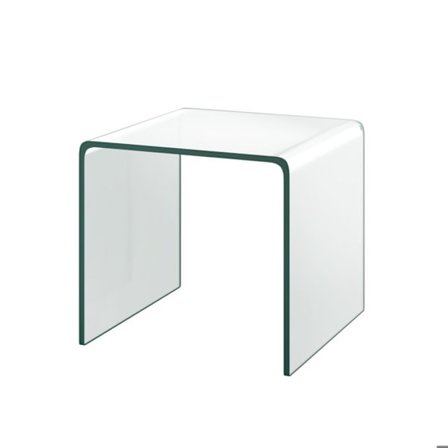 COSTWAY sofabord i gennemsigtigt hærdet glas og skridsikre fødder, 45 x 45 x 41 cm i U-form til stue, kontor, soveværelse