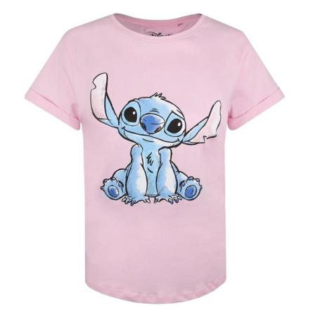 Lilo & Stitch Sketch T-shirt Dam/dam Xl Ljusrosa/blå