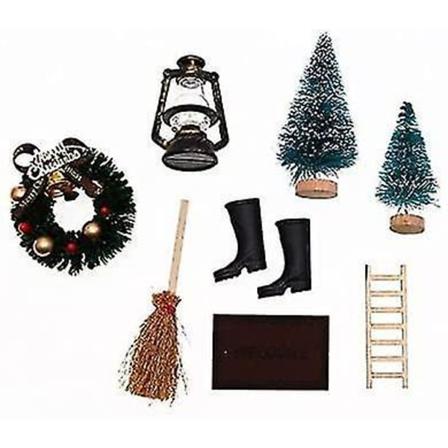 8 Dukkehustpynt Miniature Haveværktøjer Jul