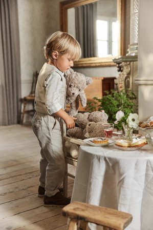 Newbie | Vävda byxor med hängslen Beige 86 | Beige