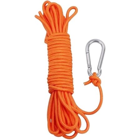 20 m Multifunksjonelt Tau, 6 mm Kajakk Kano Slepetau med Karabinkrok for Båt Camping Fotturer Markise Telt Baldakin (Oransje)