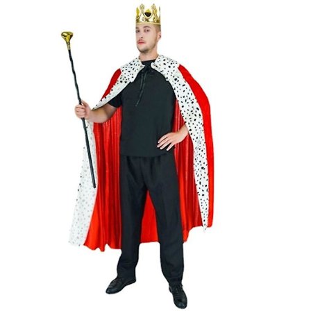 Kungakostym för Vuxen, Robe, Krona, Set, Kunglig Prins, Kap, Klä upp sig, Cosplay