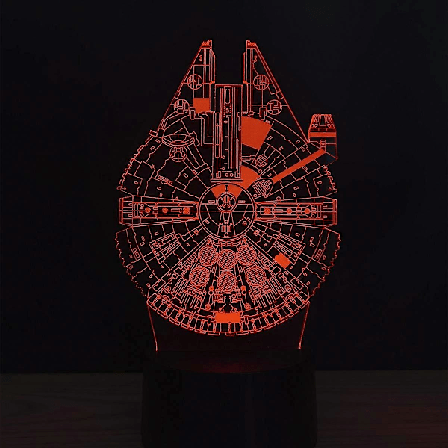 SBSG 3D Illusion Plattform Nattlampor Touch Switch 7 Färgskiftande USB-driven LED Skrivbordslampa för Heminredning eller Julklappar (Millennium Falcon