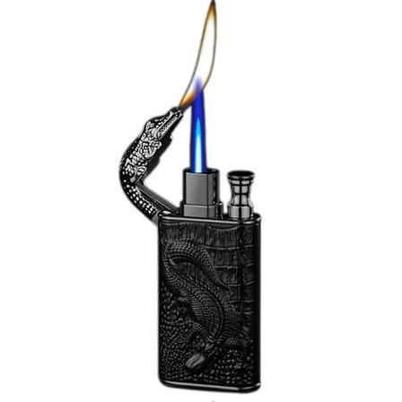 Vindtæt Cigarlighter Dobbelt Flamme Multifunktionel Genopfyldelig Butanlighter Gave Til Mænd