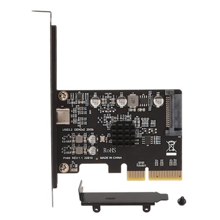 PCIe till Type C-kort 20 Gbps överföring SATA 15-stifts strömförsörjning guldpläterad stift PCI Express till USB3.2-kort för stationär dator