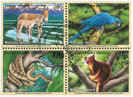 FN Geneve - Truede dyr 1999 - Stemplet sæt 4v