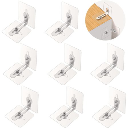 [PLEE] 8-delt møbelvæganker, selvklæbende anti-tip sikkerhedsmetalbeslag, bruges til at sikre møbler og forhindre dem i at vælte.