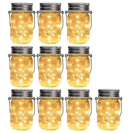 20 LED 10-pak Solcellelamper til Glas med Bøjler til Glas-Eventyrhegn, Terrasse [uden glas] (FMY) Varm Hvid