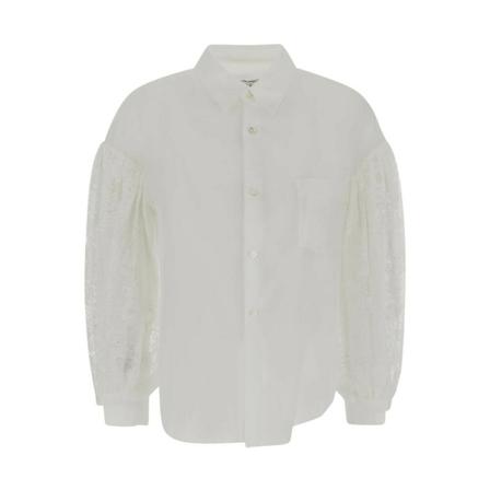 Comme des Garçons Lace Sleeves Shirt , Wit , Dames , Maat: M