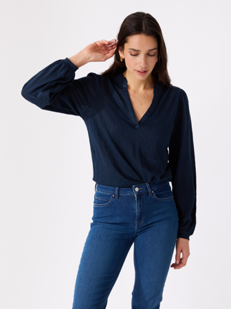 MATCH - Valensia lintopp - Marie Philippe - Str. XXXL - Dame - Gensere & Cardigans - Blå - 100% lin