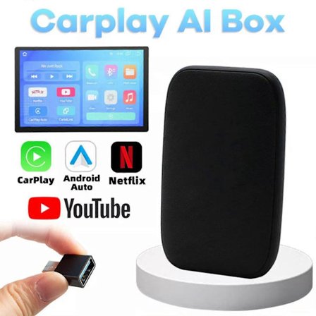 Trådlös Carplay AI-box Android Auto Adapter Converter med Netflix YouTube WIFI