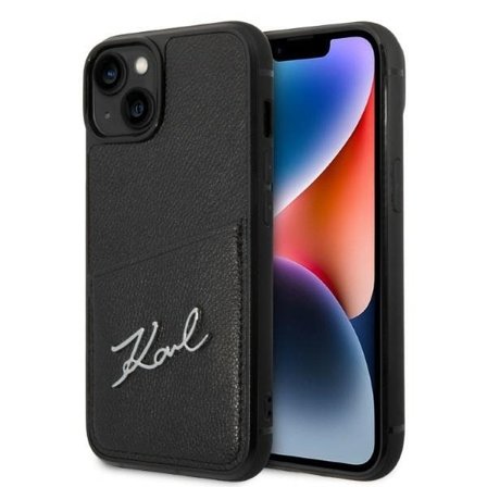 Karl Lagerfeld Signature Logo Cardslot-fodral för iPhone 14 Plus - svart