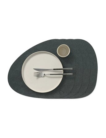 LIND DNA 4-Set Dækkeserviet Curve L Hippo - Black - 37X44CM