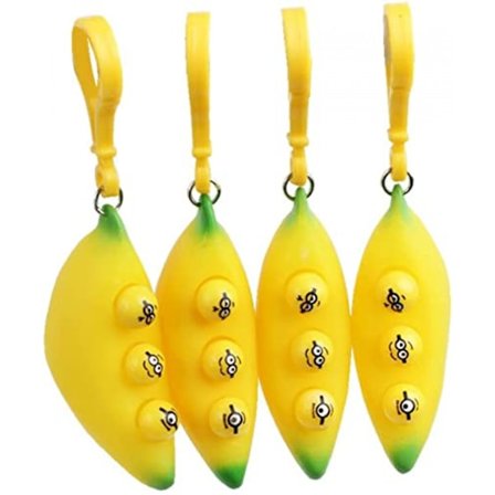 Squeeze-a-Banana Squishy Banana Pendants Leksaker med minskad ångest och stress, Fidget Toys Squeeze-a-Bean Keychain Pendants Mobilkedja Ärtor