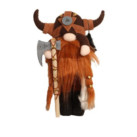 Viking Kriger Nisse Dukke - Nordisk Inspireret Håndlavet Figur | Boligindretning til Stue, Hylde & Have