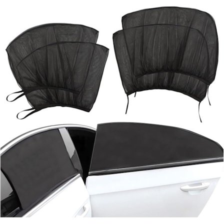 Bilvinduesnet 4-pak, solskærm, bil solbeskyttelse – UV-beskyttelse, ventilerende, let at installere