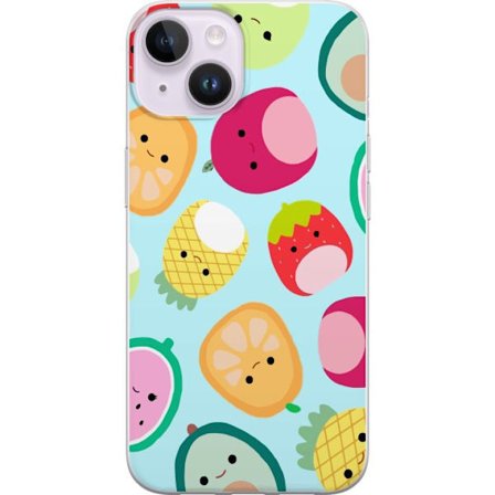Kompatibelt Mobildeksel til Apple iPhone 14 Mønster av kawaii-frukter som jordbær sitron ananas og avocado på lyseblå bakgrunn