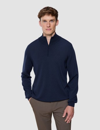 Shaping New Tomorrow - Seamless Premium Merino Knit Half Zip - Dark Navy - Herre - Størrelse L