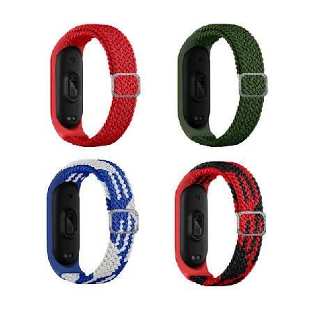 4 st armband i nylon till Xiaomi Mi Band 3/4/5/6/7/NFC Svart B