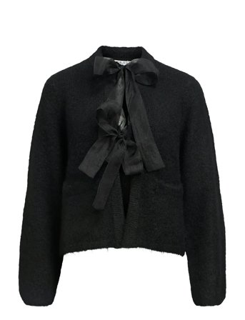 Objsaggia L/S Lo Knit Bow Cardigan Div Black Object