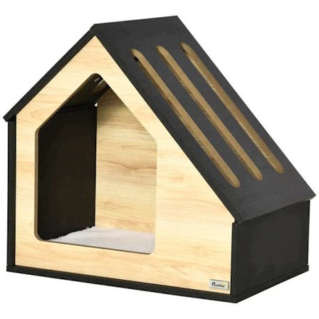 Rootz Hundekennel - Hundehus - Lille Dyrehus - Isoleret Hundehus - Med Terrasse Asfalttag - Vejrbestandig hytte - 60 x 40 x 59,2 cm