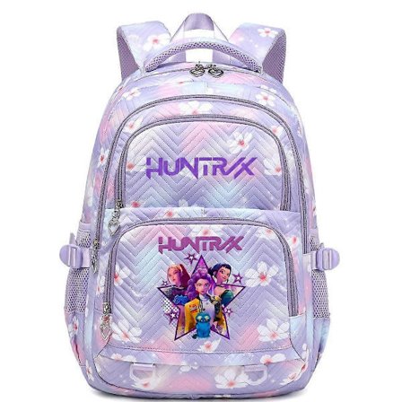 Kpop Demon Hunters Trykt Ryggsekk Studenter Skolesekk Anime Tegneserie Skulderveske for Barn Tenåringer Fans Lilla Stil 03