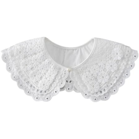 Tre-lags blonde falsk krage, avtakbar dokkekrage, elegant hvit blusekrage for kvinner og jenter, allsidig blonde dekorativ halv falsk skjorte for