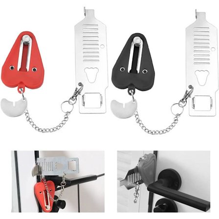 2 stk. bærbar dør lås bærbar rejse lås anti-tyveri sikkerhed bærbar dør rejse lås med opbevaringspose til hotel lejlighed hjem