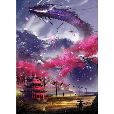 30 x 40 cm, lohikäärme Timanttimaalaus Kirjonta Timanttimaalaus C