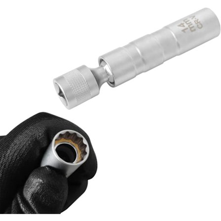 14mm Magnetisk Universal Ledd Tennpluggpipe, 12 Kant 3/8 Tommers Feste CR-V Tynnvegget Svingbar Tennpluggnøkkel