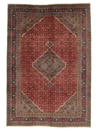 Noué À La Main Tabriz Tapis 199X286 De Laine Marron/Rouge Foncé