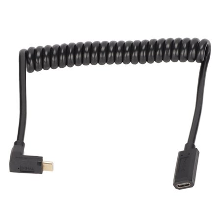 USB C-kabel USB C hunn til USB C hann 4K 60hz 3A hurtiglading 10Gbps 1,2m spiralfjærdesign USB C strømkabel hunnhode til hann rett bøy