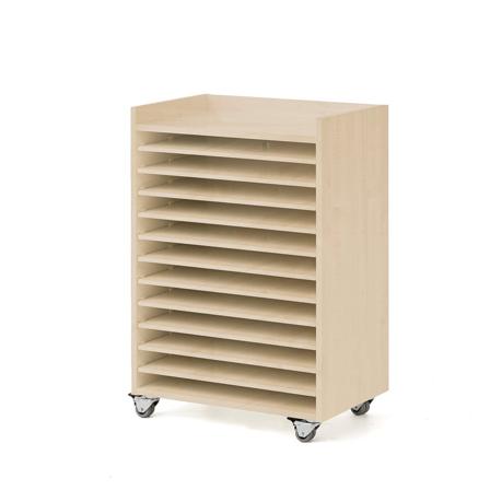 Fahrbares Regal für Zeichnungen, 650x420x900 mm, Birke