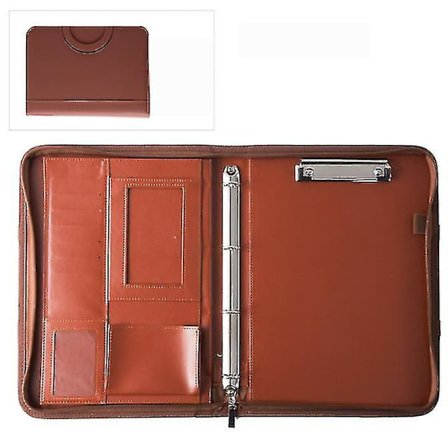 Forretnings A4 Lædermappe Lynlås Taske Multifunktionel Bærbar Dokumentmappe