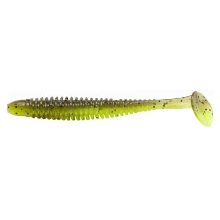 Noike Wobble Shad 4'' 10cm (6-pack) - Green Pumpkin Chartreuse UV