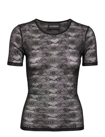 Lace Monogram Short Sleeve Black HAN Kjøbenhavn