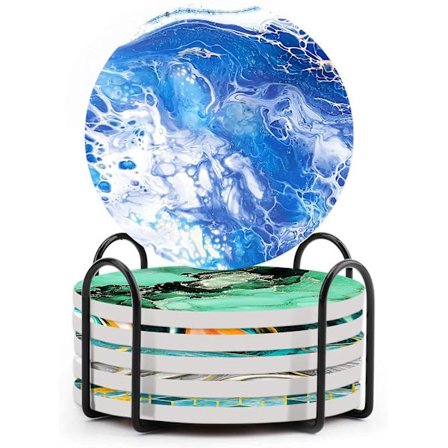 Pohjoismainen marmori alusta imukykyinen keraaminen alusta lämmöneristys marmori alusta korkkipohja pyöreä alusta