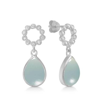 Frk. Lisberg Cherie earsticks Aqua Chalcedon Silver , Blauw , Dames , Maat: ONE Size Oorbellen