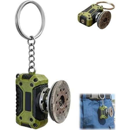 Mini Vinkelslip Nyckelring, Polerad Replika Verktygsnyckelring, Dekorativ Accessoar, Tuff Present till Pappor & Verktygsälskare