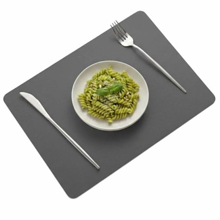 4-pakning Dekkebrikke i Kunstskinn Rektangulær Mørkegrå 43x30cm