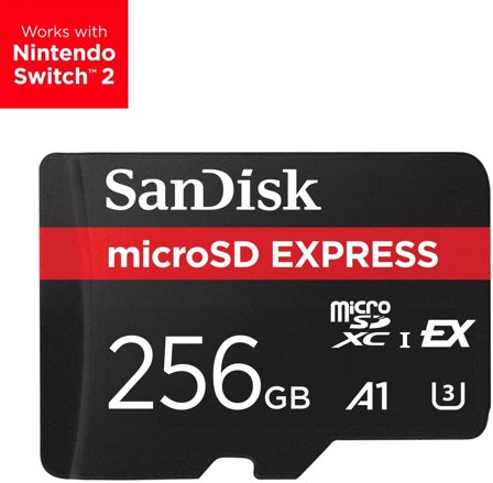 Sandisk microSD Express Card 256GB 880MBps/650MBps, støtter Nintendo Switch 2, PCIe NVMe, U3, UHS-I, A1