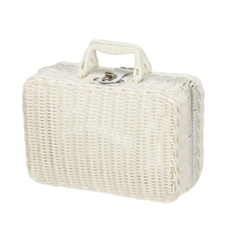 Håndvævet opbevaringsboks imiteret rattan kuffert HVID
