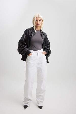 NA-KD Haut manches longues à encolure ronde - Tops manches longues - Gris - Small