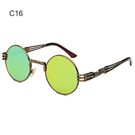 Runda Steampunk Solglasögon Metallram Solglasögon C16 C16