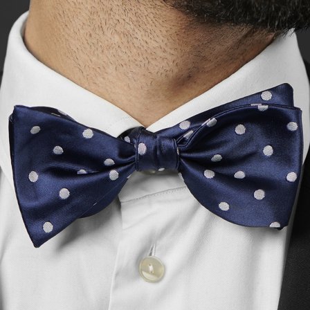 Papillon in seta a pois bianchi per uomini - Papillon da annodare