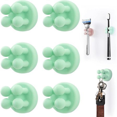 Silikoniset hammasharjatelineet 6 kpl Monitoimikoukku Parranajokoneen pidike Vedenpitävä Itsekiinnittyvä Seinään asennettava Yksittäinen koukku 